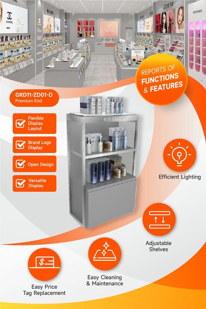 GDR11-ZD01-D Fashion Exhibition Display with LED Light Strips and Crystal Block for Retail Stores