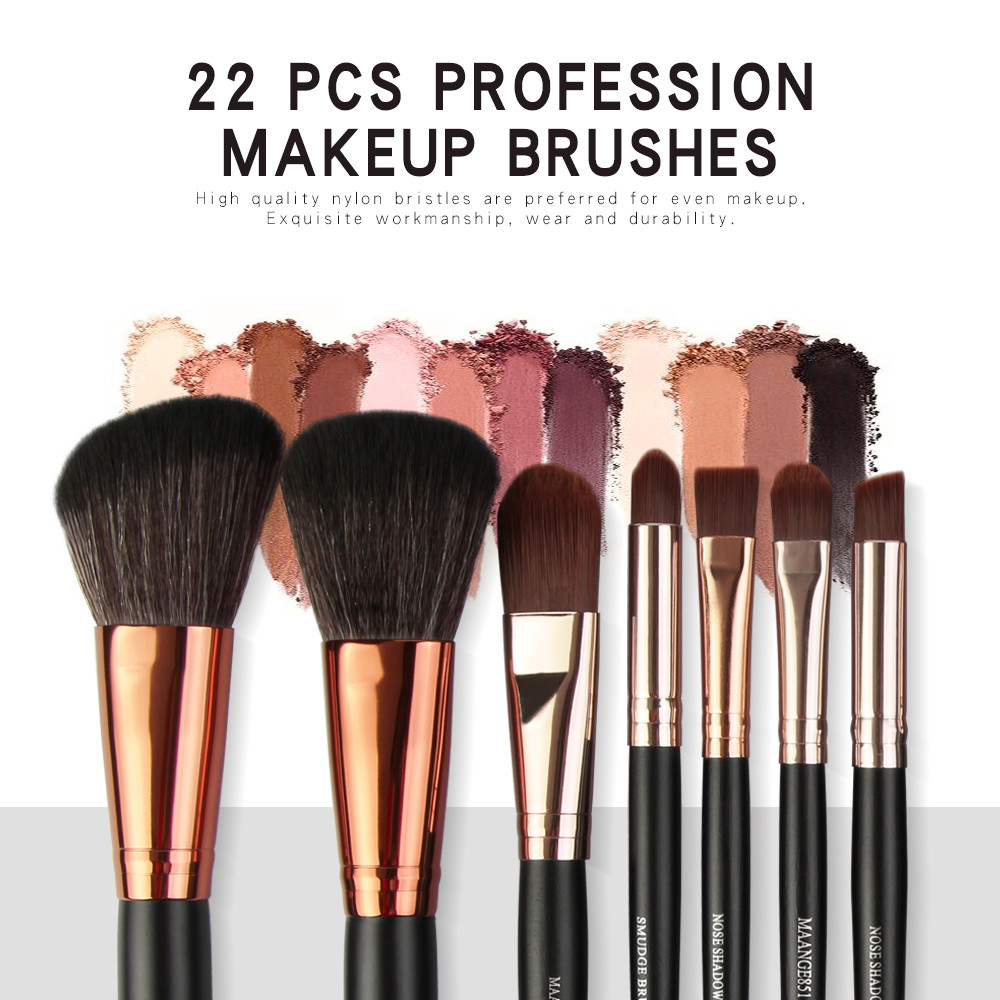 22 Pieces Wood Handle High Quality Makeup Brushes Fan Brush best make up brush