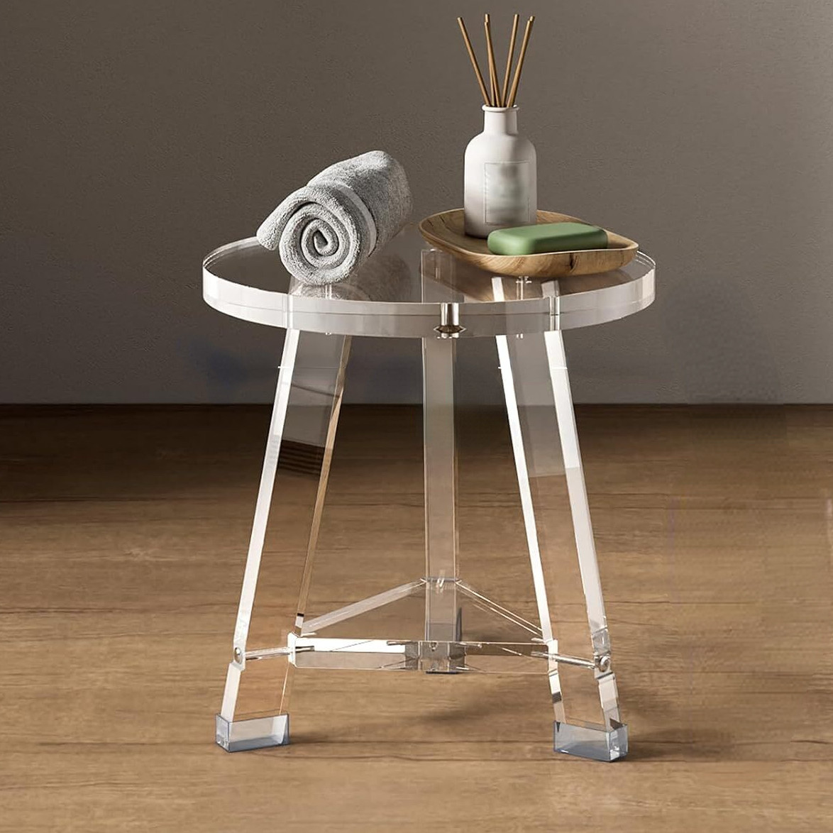 Detachable Waterproof Custom Acrylic Furniture Lucite Round Acrylic Bathroom Stool