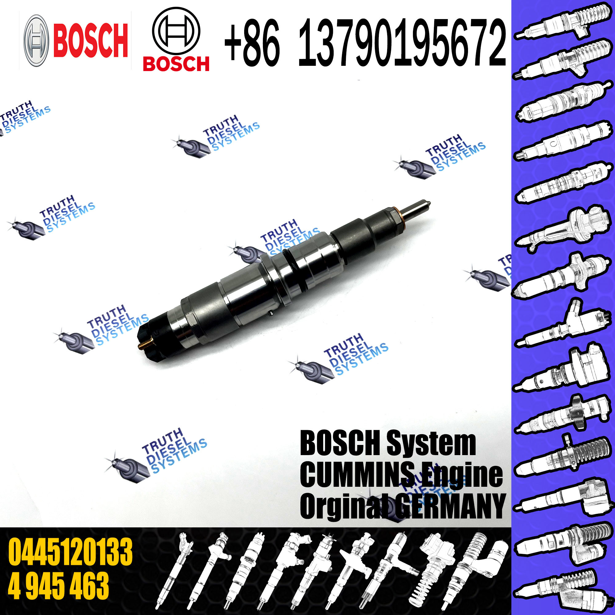 common rail injector 0445120133 3965749 injector for Cummins diesel fuel injector nozzle 0445120133 3965749 4945463