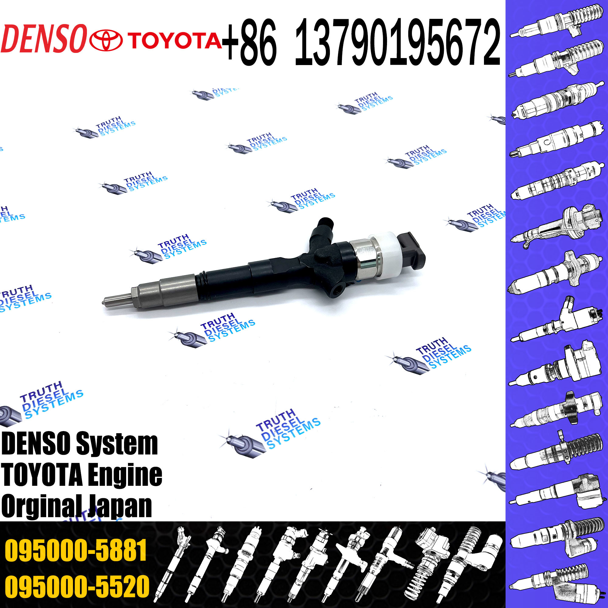 095000-5880 100% high quality new common rail injector 23670-30050,23670-39095,23670-39096,095000-5881 for 2KD-FTV