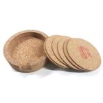 Multipurpose 6 Pack Cork Beverage Coasters Set FSC Crackproof With Holder