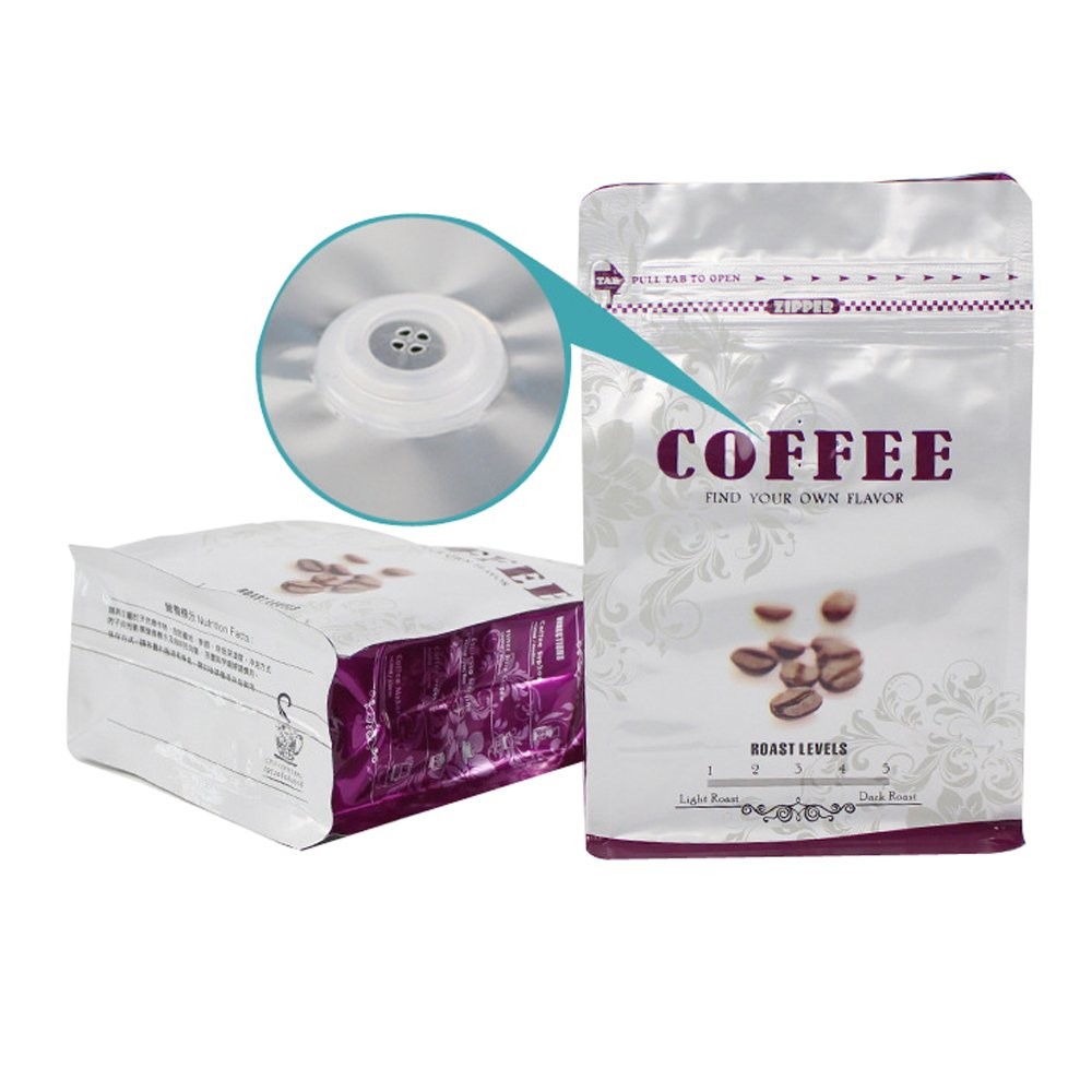 Aluminum Foil Coffee Bags with Valve Stand Up Zipper Resealable coffee bean Packing Bag