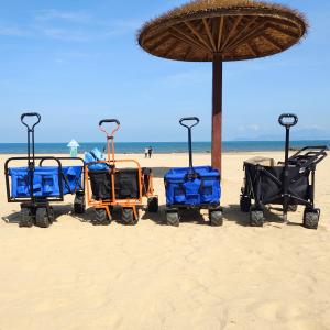 China Wide Wheel Folding Wagon Accept Customized Four Way Folding Beach Cart on sale