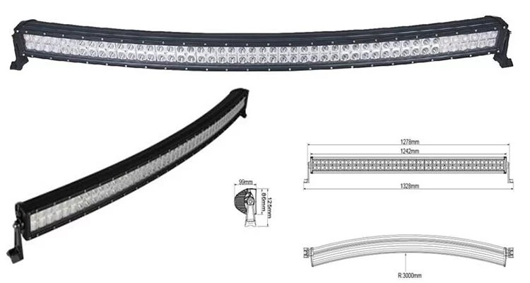 Super Slim Waterproof Curved 50 Inch 288W Offroad 12 Volt Led Light Bar With Diecast Aluminum Housing