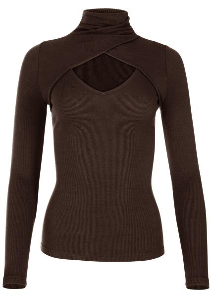 Buy cheap Autumn Slim Fit Sexy High Collar Long Sleeve Threaded Top Fashion Pure Color from wholesalers