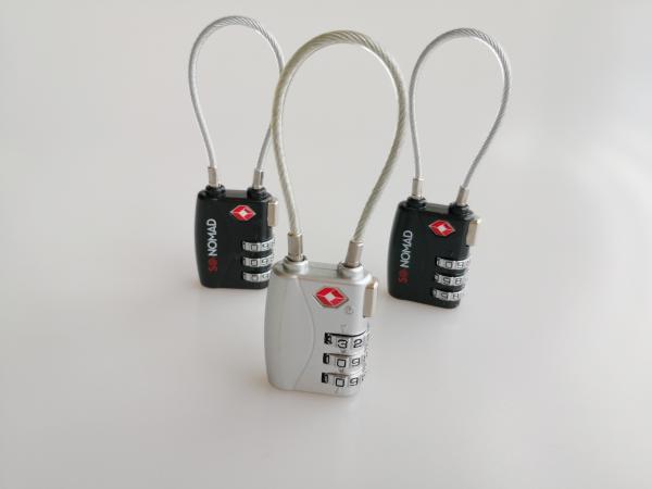 Quality Black TSA 719 Travel Cable Lock / 3 Number TSA Cable Luggage Lock 35.1g for sale
