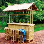 220 Cm Height Bamboo Tiki Bar With Roof 4 Pieces Bamboo Bar Stools