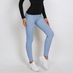 Women Light Blue Full Seat Silicone Breeches Horse Riding Leggings With Side