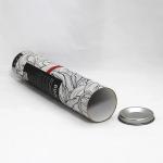 Customised Movable Tin Lid silver stamping Kraft Paper Tube Packaging , Wine