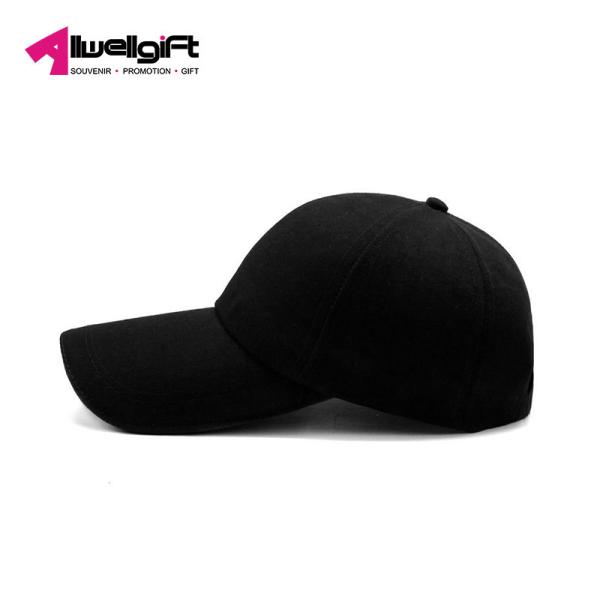 Buy cheap Solid color Mens Black Baseball Cap 6 Panel with lint free from wholesalers