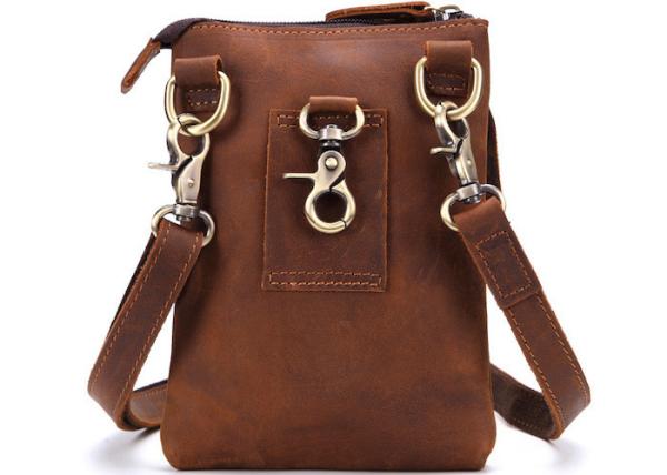 14*19*3CM Genuine Leather Waterproof Travel Bag Multifunctional Crossbody Neck
