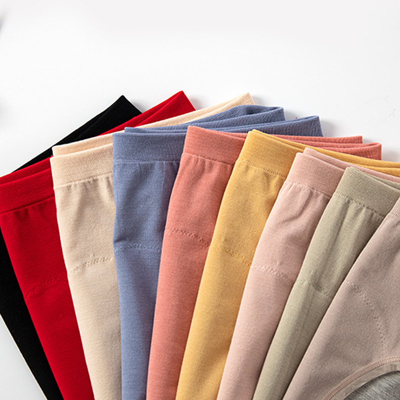 High Cut Women Cotton Panties Plain Dyed Multi Color Seamless