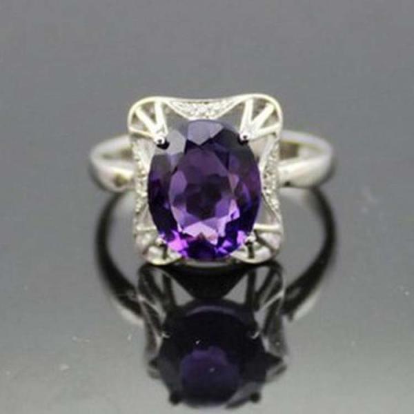 Buy cheap 925 Sterling Silver Oval Purple Cubic Zircon Ring (F08) from wholesalers
