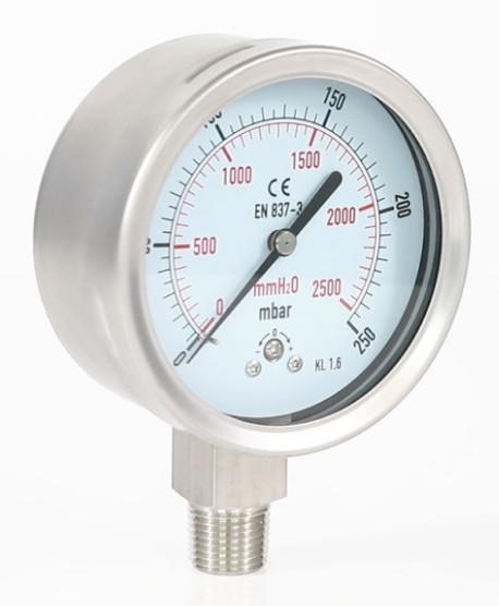 Buy cheap 63mm 100mm Low Pressure Air Pressure Gauge Bottom Connection 0-30 Psi from wholesalers