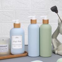 Buy cheap Shampoo Bottle with Bamboo Lid HDPE Plastic Type Soft Touch Empty Body Lotion product