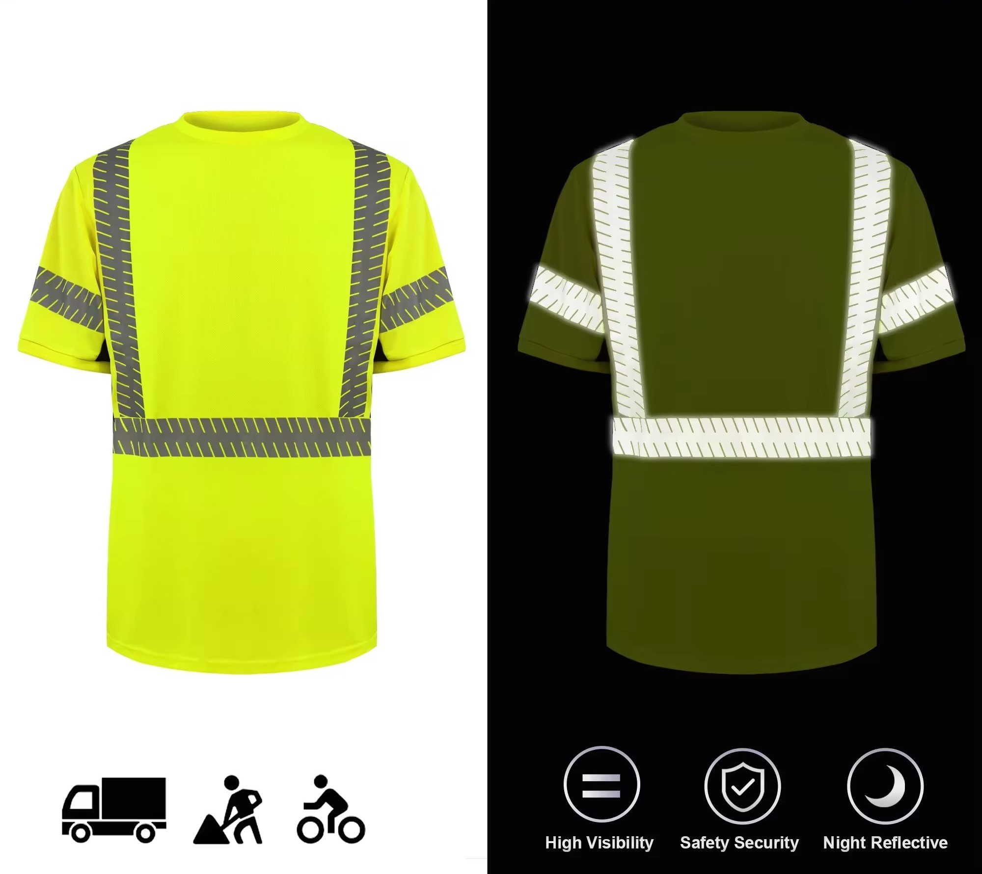 New Arrival Summer Breathable Cool Safety Shirt Construction Shirt Quickly Dry Fluorescent Color Safety T Shirt