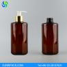 Buy cheap 500ml amber plastic bottle, 16oz amber PET bottles with golden lotion pump from wholesalers