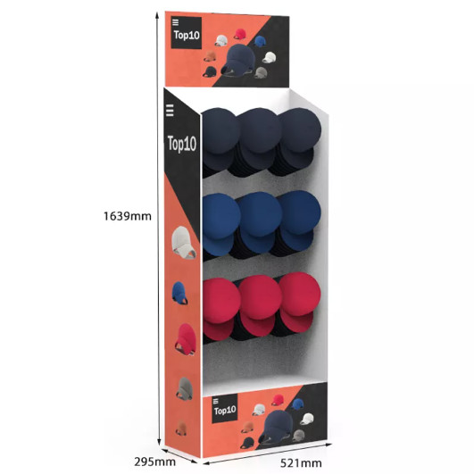 Hat Cap Cardboard Hook Display Corrugated Rack For Chain Store