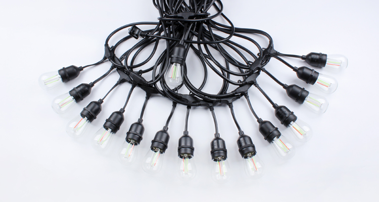 24ft 12 Bulb IP65 Waterproof Festoon Lighting Outdoor Garden Wedding Christmas Decoration S14 RGB LED Filament Bulb Light String