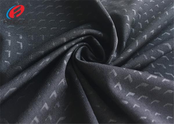 Embossed Weft Knitted Polyester Spandex Fabric , Black Colour Sports Lycra