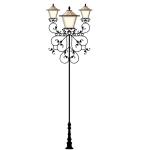 Decoration Powder Coat Black Cast Iron Outdoor Lamp Posts For Garden Lawn