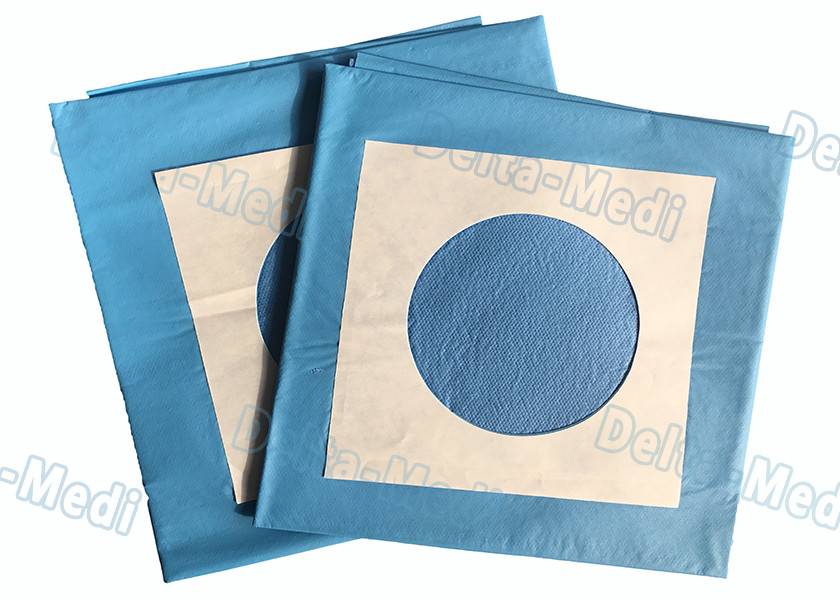 Blue Surgery Sterile Disposable Drapes With Circle Hole / Adhesive Tape