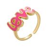 Buy cheap OEM Copper Brass 14k Gold Jewelry Open Enamel Love Letter Rings from wholesalers