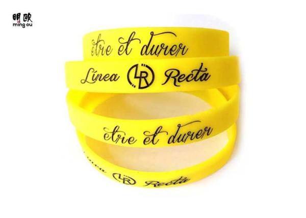 Buy cheap Round Shape Custom Gel Bracelets , Yellow Debossed Silicone Wristband Bracelet from wholesalers