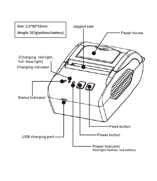 Rechargeable Lithium Battery Powered ZJ-5810 58mm Thermal Receipt Printer for POS Portable