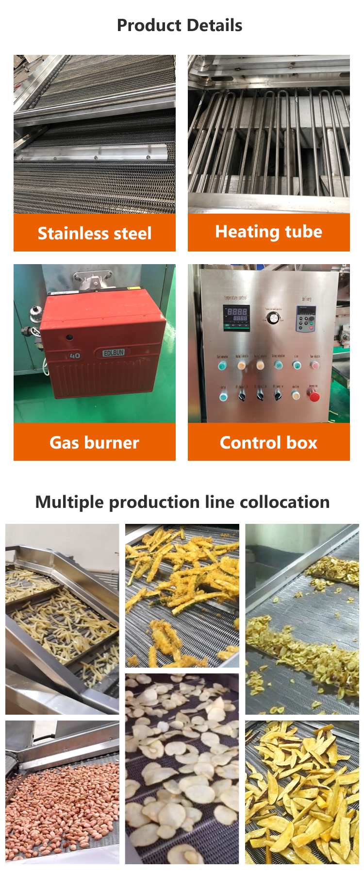 Oil Temperature Control Automatic Conveyor Belt System for Joyshine Industrial Frying Machine
