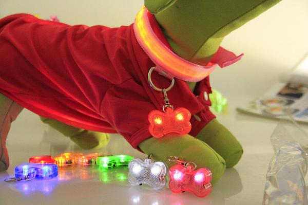 Buy cheap PET LED flashing collar necklace Buckle Safety Night Light bone dog ID tag Pendant from wholesalers