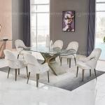 78inch Tempered Glass Dining Room Table Carbon Steel 8 Seater Dining Table