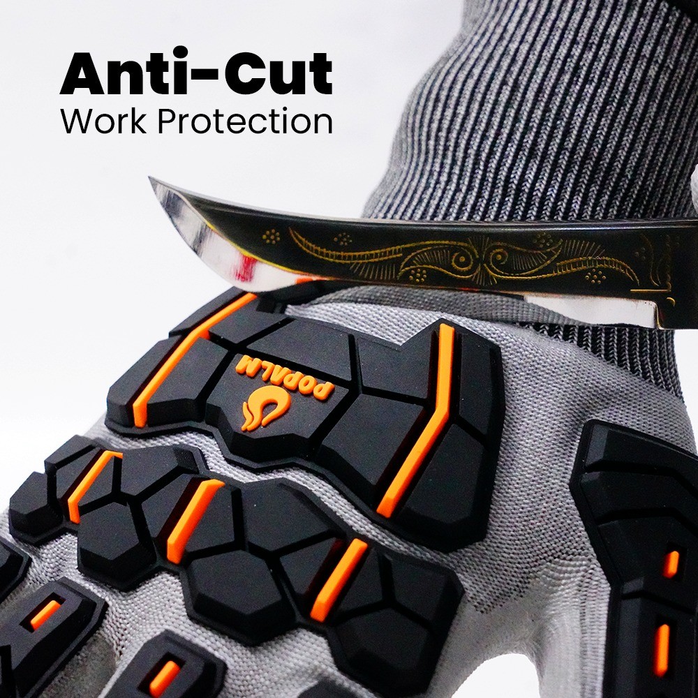 Anti Cut Anti Slip Knuckle Protection Gloves 18 Gauge PU Coated Work Gloves