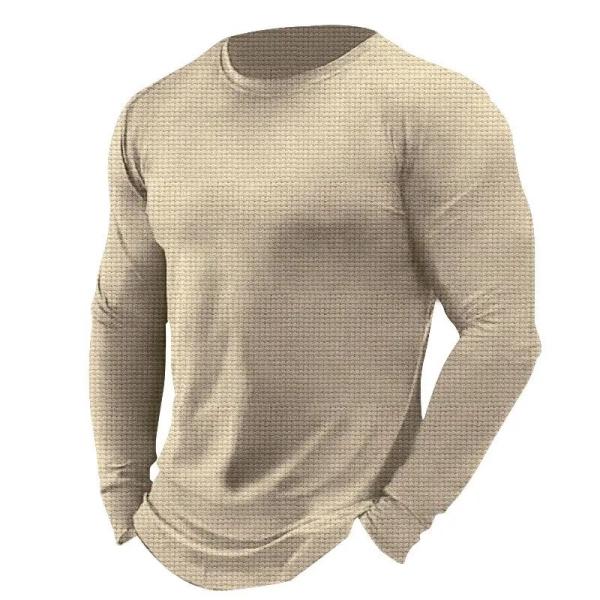 Customized New Men′s Waffle T-Shirt Spring and Autumn Fashion Street Men′s