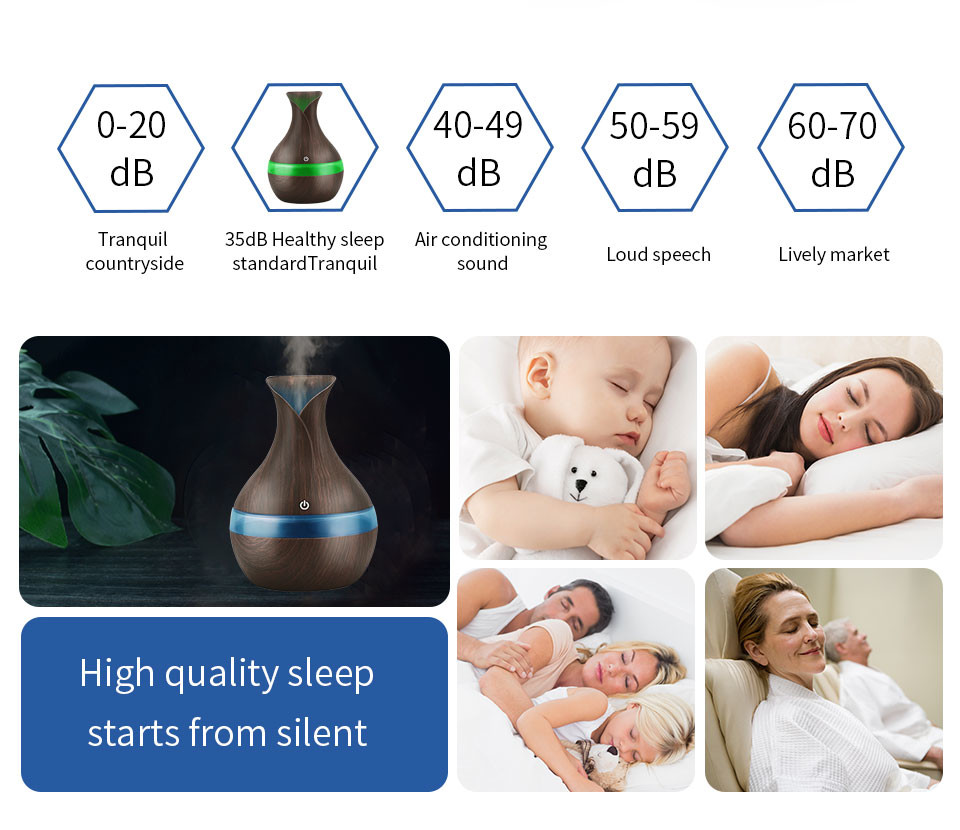 USB Wood Grain Ultrasonic Air Humidifier Household Aroma Diffuser Aromatherapy Mist Maker with Light