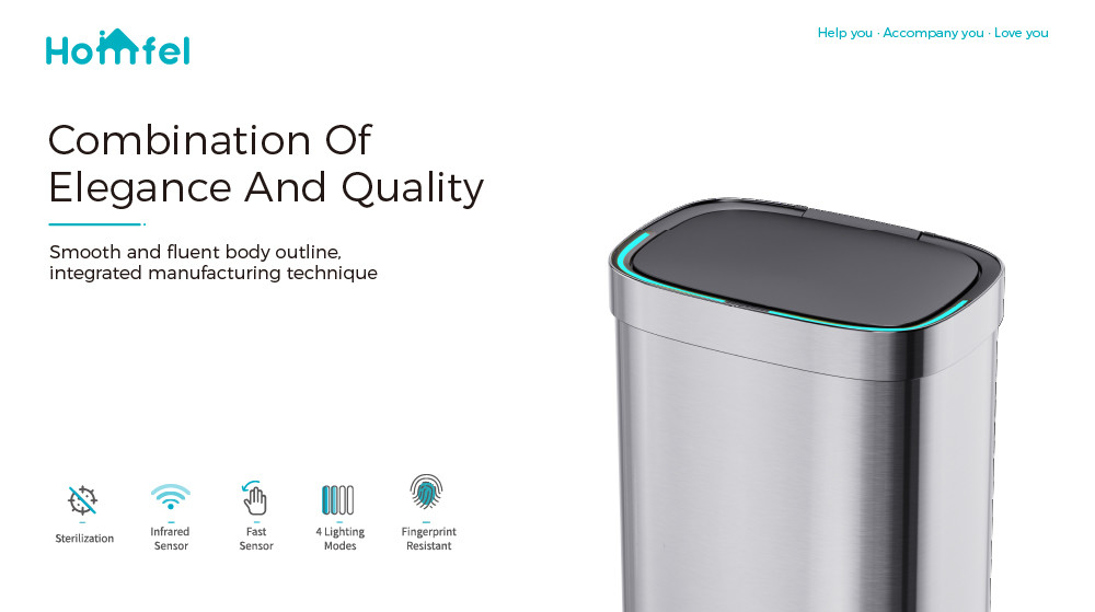 Household Batteries Required Automatic Touchless Smart Infrared Sensor Waste Bin Kitchen Stainless Steel Trash Can Garbage Bins