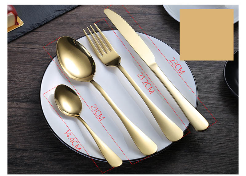 Gold Plated 410 Stainless Steel Tableware Set Steak Knife Fork And Spoon