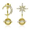 Buy cheap 14.11mm 3.73g Star And Moon Earrings Studs Kwanzaa Gift 925 Silver Earrings from wholesalers