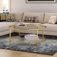 Buy cheap Durable Round Glass Coffee Table Living Room Furniture 17" H X 36" L X 36" W product