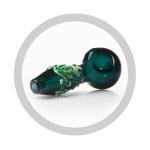 4 Inches Glass Smoking Pipes Green With Luminous Frog Spoon Pipe