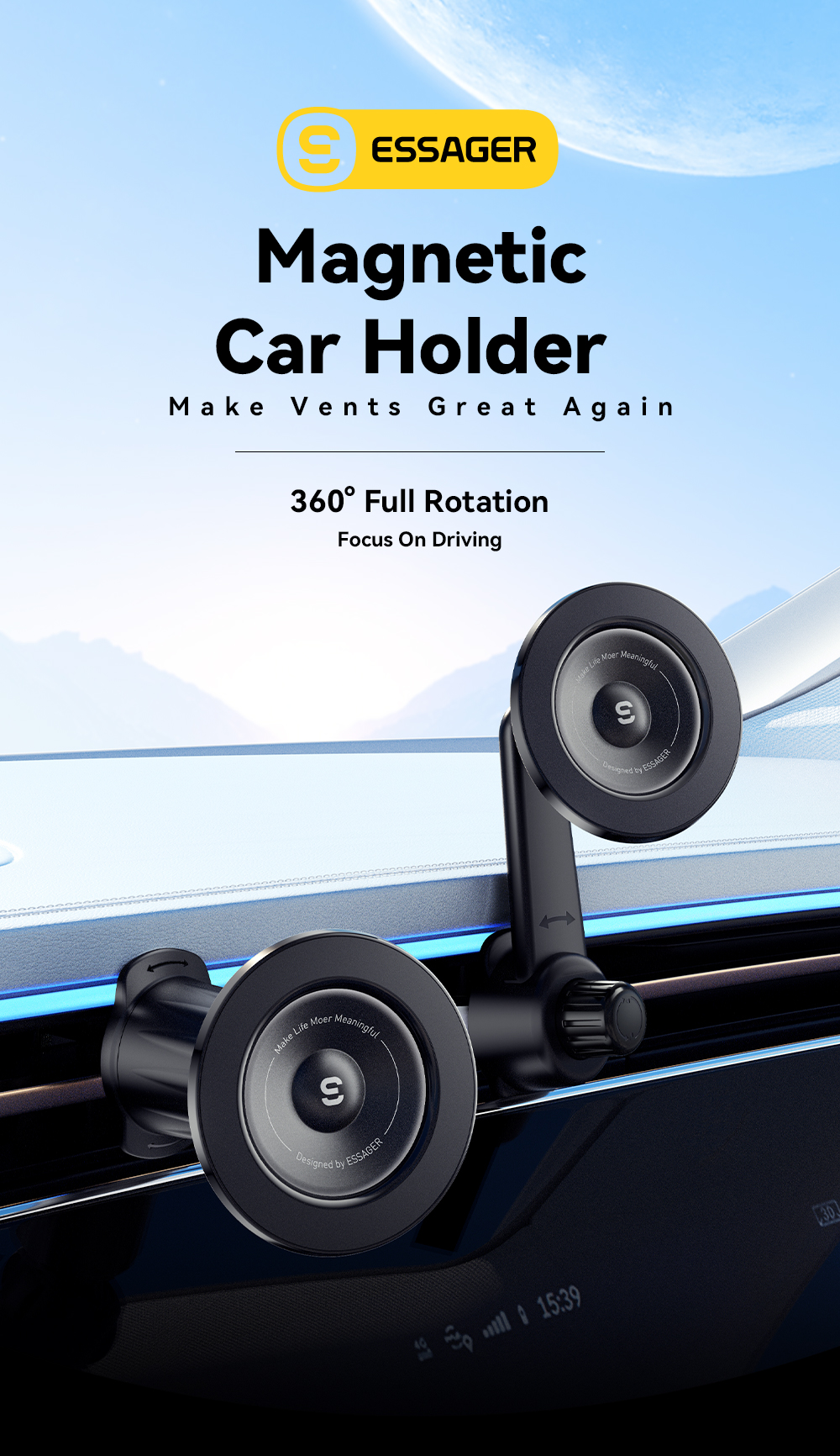 ESSAGER ES-ZJ27 Series Magnetic Safe Car Air Vent Phone Holder
