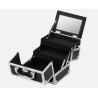 Buy cheap Custom Aluminium Cosmetic Case Black Leather Lining Inside Makeup Vanity Box for 250 X 180 X 230mm from wholesalers