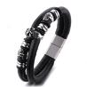 Buy cheap High Quality Stainless Steel Skeleton Skull Bracelet Men Vintage Jewelry Wholesale Black Leather Bracelets from wholesalers
