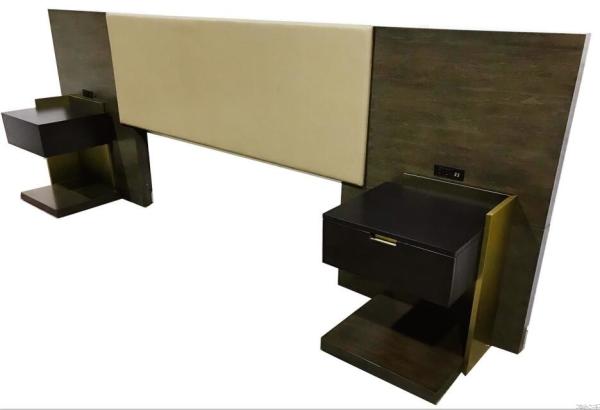 Buy cheap walnut wood frame with vinyl upholstery king/queen size wooden headbaord for 5-star hotel bedroom furniture from wholesalers