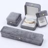Buy cheap Grey Round Corner Pearl Ornament Velvet Jewelry Box Luxury Jewellry Packaging Box from wholesalers