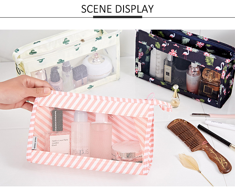See Through Mesh Makeup Travel Pouch With Zipper