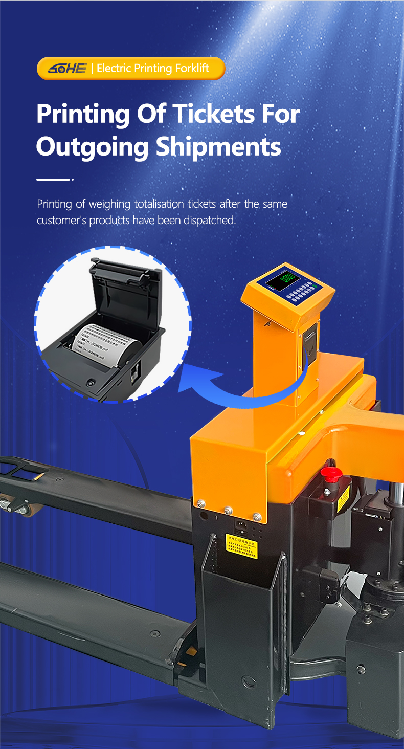 SOHE 1-3t Electric Pallet Truck with Scale and Label Printing ODM LED Display