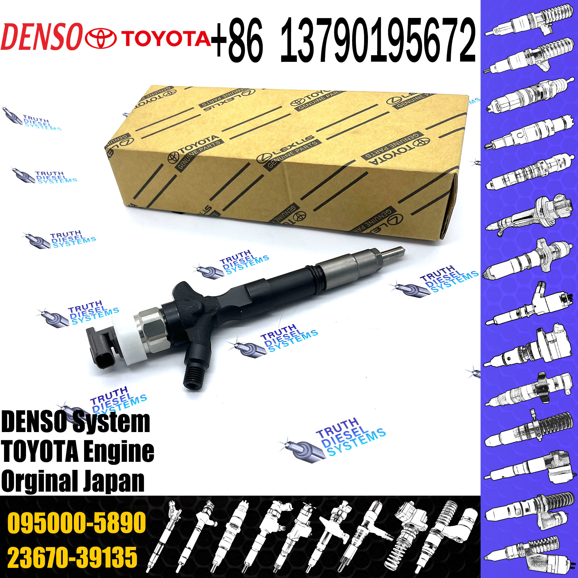 100% Original 095000-5890, 095000-7730 Common Rail Injector For 23670-30080, 23670-39135