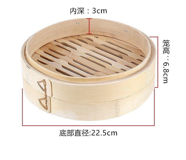 6 Inch Basket Dim Sum Bamboo Steamers With Lid 2 Tiers